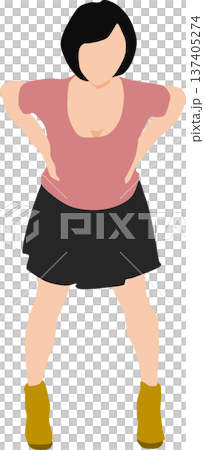 Illustration of a woman on a diet (stretching) Illustration of a woman on a diet (stretching) 137405274