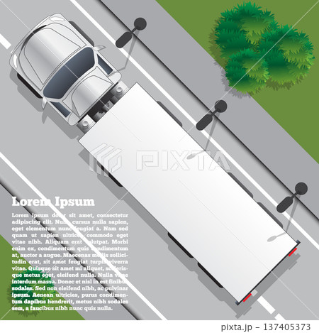 Truck on the road. View from above. Vector illustration. Truck on the road. View from above. Vector illustration. 137405373