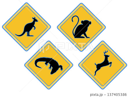 動物の注意喚起看板 137405386