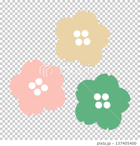 Three types of spring-colored cherry blossom illustration set 137405400