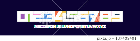 Color Numbers Letters Alphabet Font for Kid Birthday Years Logo, Corporate Anniversary Sign, Race Sport Team Jersey Numeric. Colorful Cutout Paper Typographic Design. Sports Num. Vector Illustration Color Numbers Letters Alphabet Font for Kid Birthday Years Logo, Corporate Anniversary Sign, Race Sport Team Jersey Numeric. Colorful Cutout Paper Typographic Design. Sports Num. Vector Illustration 137405401