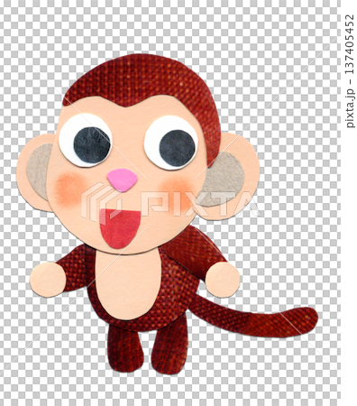 可愛的小猴子拼貼角色插圖 B 137405452
