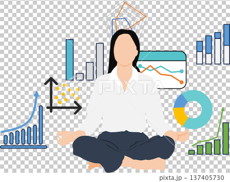 Illustration of a businesswoman thinking about business strategies Illustration of a businesswoman thinking about business strategies 137405730