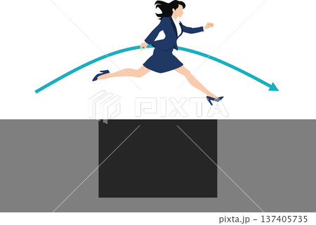 目標達成するビジネスウーマンのイラスト	 137405735