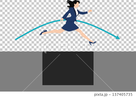 目標達成するビジネスウーマンのイラスト	 137405735