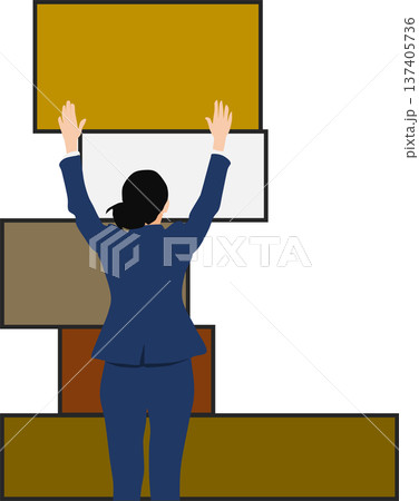 荷物を運ぶ女性実業家のイラスト	 137405736