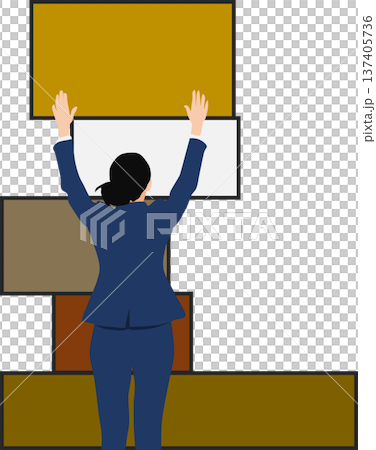 荷物を運ぶ女性実業家のイラスト	 137405736