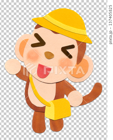 Baby monkey going to kindergarten Collage character illustration C Baby monkey going to kindergarten Collage character illustration C 137405825
