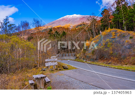 （静岡県）富士山スカイライン・七曲り付近から山頂を見上げる 137405963