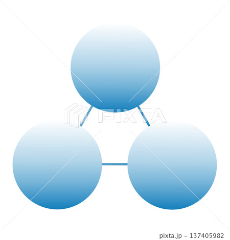 青色グラデーションの三つの円が繋がったノードネットワーク 青色グラデーションの三つの円が繋がったノードネットワーク 137405982