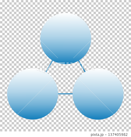 A node network consisting of three connected blue gradient circles 137405982