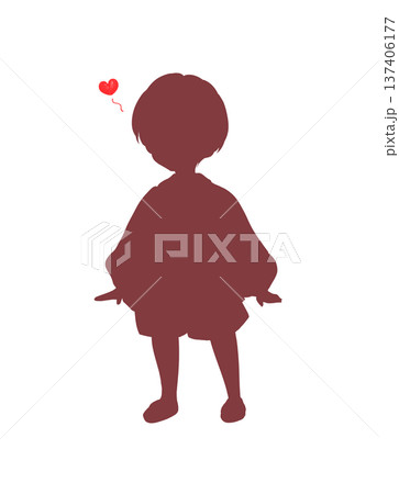 男児　園児　恋　シルエット 137406177