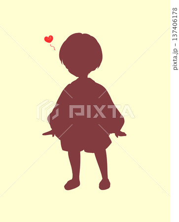 男児　園児　恋　シルエット 137406178
