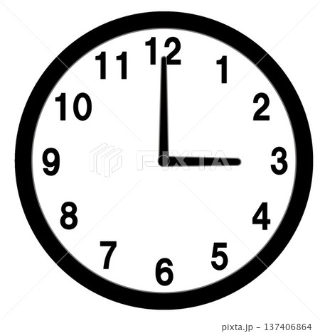 3時を示す時計のイラスト 137406864