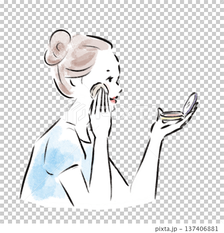 時尚的日本女性正在化妝廣告材料 137406881