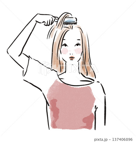 おしゃれな日本人女性ヘアケア広告素材 137406896