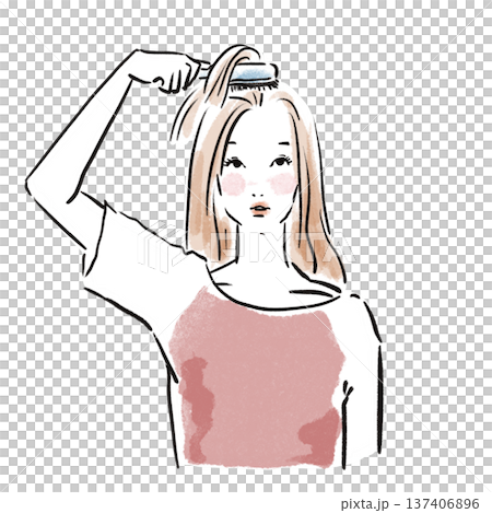 おしゃれな日本人女性ヘアケア広告素材 137406896
