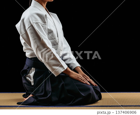 道着を着て正座をする人物 137406906
