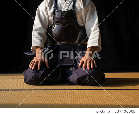 道着を着て正座をする人物 137406909