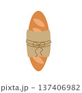 Freshly baked loaf in a kraft paper wrapper. Vector illustration. 137406982