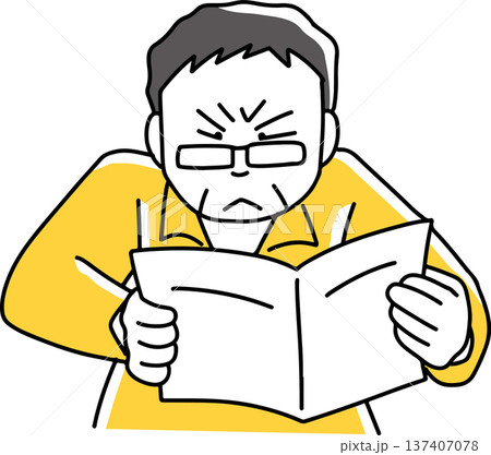 通知書を見て不機嫌になる男性 137407078