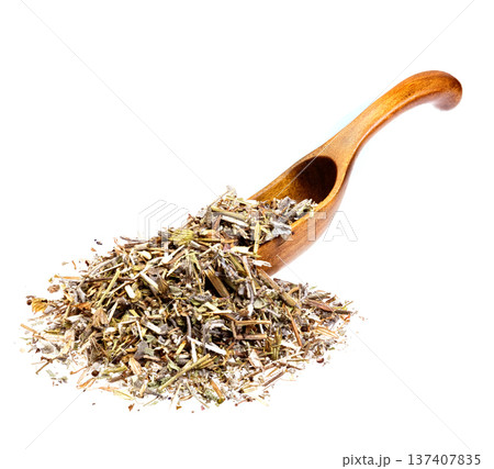 Dried Sage on the wooden spoon. Dried Sage on the wooden spoon. 137407835