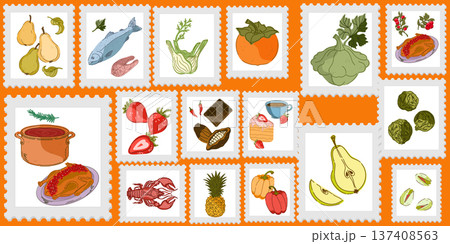 fruit and vegetable set of banners vector illustration 137408563