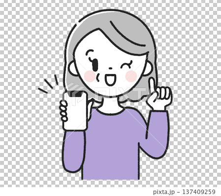 Senior woman holding a smartphone pointing Senior woman holding a smartphone pointing 137409259