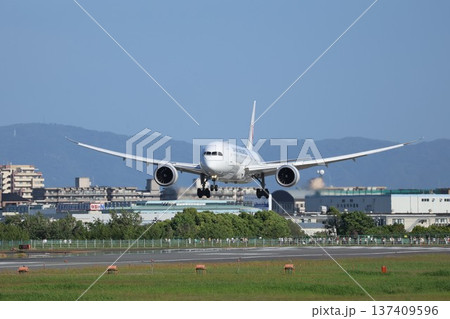 こちらへ向かって着陸してくる飛行機 こちらへ向かって着陸してくる飛行機 137409596