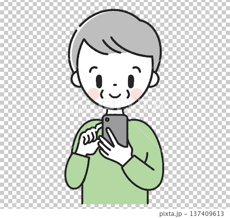 Senior men who operate smartphones 137409613