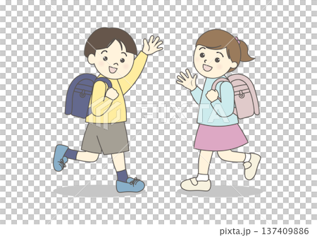 孩子們背著書包 137409886