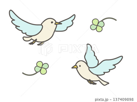 クローバーと小鳥のイラスト クローバーと小鳥のイラスト 137409898