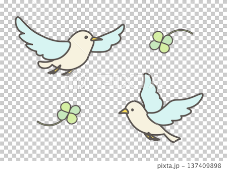 クローバーと小鳥のイラスト クローバーと小鳥のイラスト 137409898