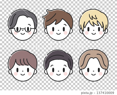 Male face icons with various hairstyles Male face icons with various hairstyles 137410009