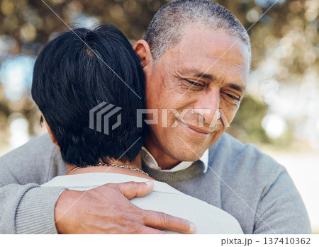 Senior couple outdoor, hug and love with smile, support and trust with bonding and marriage. Life partner, retirement together and romance, people in garden or park with healthy relationship and care Senior couple outdoor, hug and love with smile, support and trust with bonding and marriage. Life partner, retirement together and romance, people in garden or park with healthy relationship and care 137410362