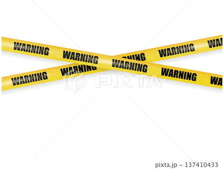 黄色いWARNING（警告）の規制線・バリケードテープのベクターイラスト素材 137410433