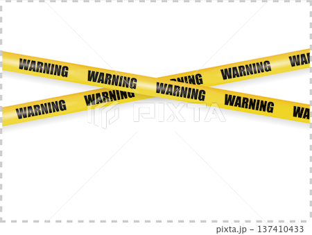 黄色いWARNING（警告）の規制線・バリケードテープのベクターイラスト素材 137410433