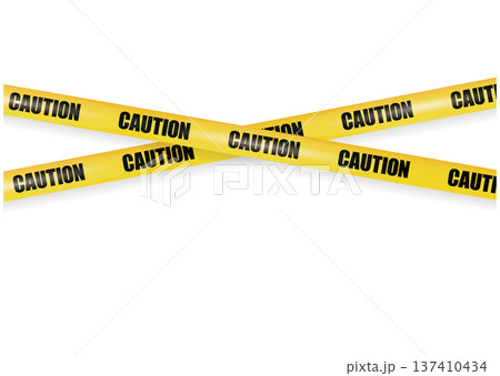 黄色いCAUTION(注意)の規制線・バリケードテープのベクターイラスト素材 黄色いCAUTION(注意)の規制線・バリケードテープのベクターイラスト素材 137410434