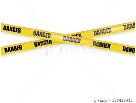 黄色いDANGER（危険）の規制線・バリケードテープのベクターイラスト素材 137410435