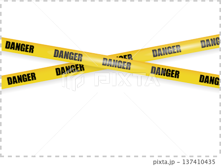 黄色いDANGER（危険）の規制線・バリケードテープのベクターイラスト素材 137410435