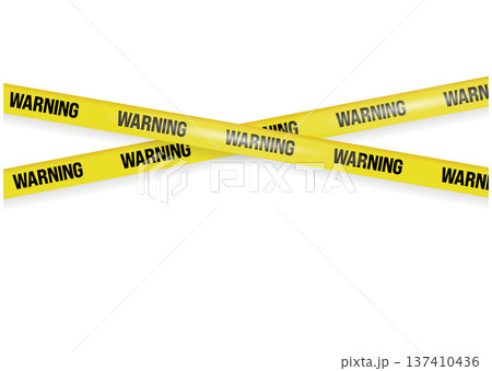 黄色いWARNING(警告)の規制線・バリケードテープのベクターイラスト素材 黄色いWARNING(警告)の規制線・バリケードテープのベクターイラスト素材 137410436