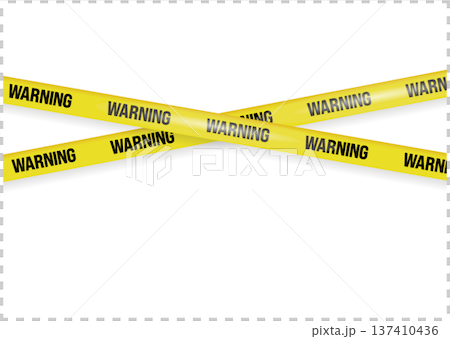 黄色いWARNING(警告)の規制線・バリケードテープのベクターイラスト素材 黄色いWARNING(警告)の規制線・バリケードテープのベクターイラスト素材 137410436