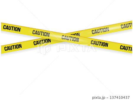 黄色いCAUTION（注意）の規制線・バリケードテープのベクターイラスト素材 137410437