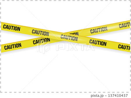 黄色いCAUTION（注意）の規制線・バリケードテープのベクターイラスト素材 137410437