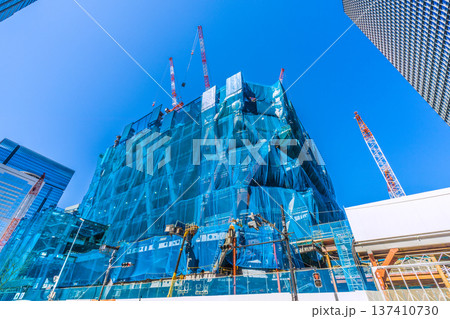 日本の東京都市景観新風景大手町駅。驚愕…TOKYO TORCH 大手町に巨大鉄骨構造体…常盤橋再開発 137410730