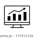 成長グラフとモニターのシンプルなベクターアイコン 137411126