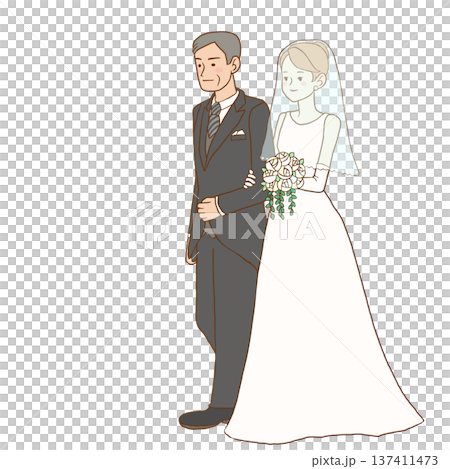 結婚式で新婦をエスコートする父親 137411473