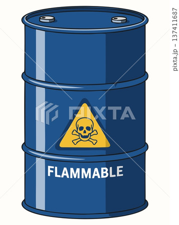 Illustration of a Warning of Toxic Chemical Residues in Hazardous Waste Oil Barrels Illustration of a Warning of Toxic Chemical Residues in Hazardous Waste Oil Barrels 137411687