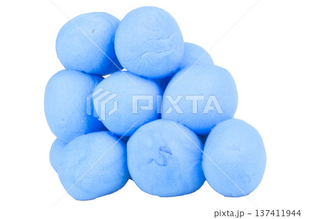 sphere pile plasticine color blue clay isolated on white background sphere pile plasticine color blue clay isolated on white background 137411944