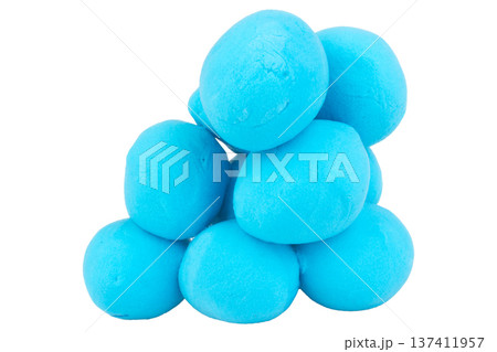 sphere pile plasticine color blue clay isolated on white background sphere pile plasticine color blue clay isolated on white background 137411957